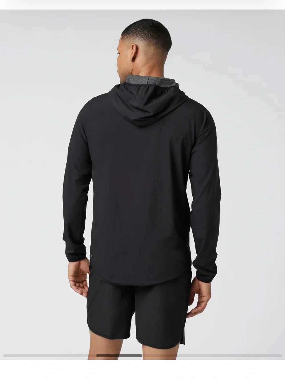 Vuori Outdoor Trainer Shell Black Mens Hooded Jacket Stretch Pockets Sz L - Picture 4 of 16